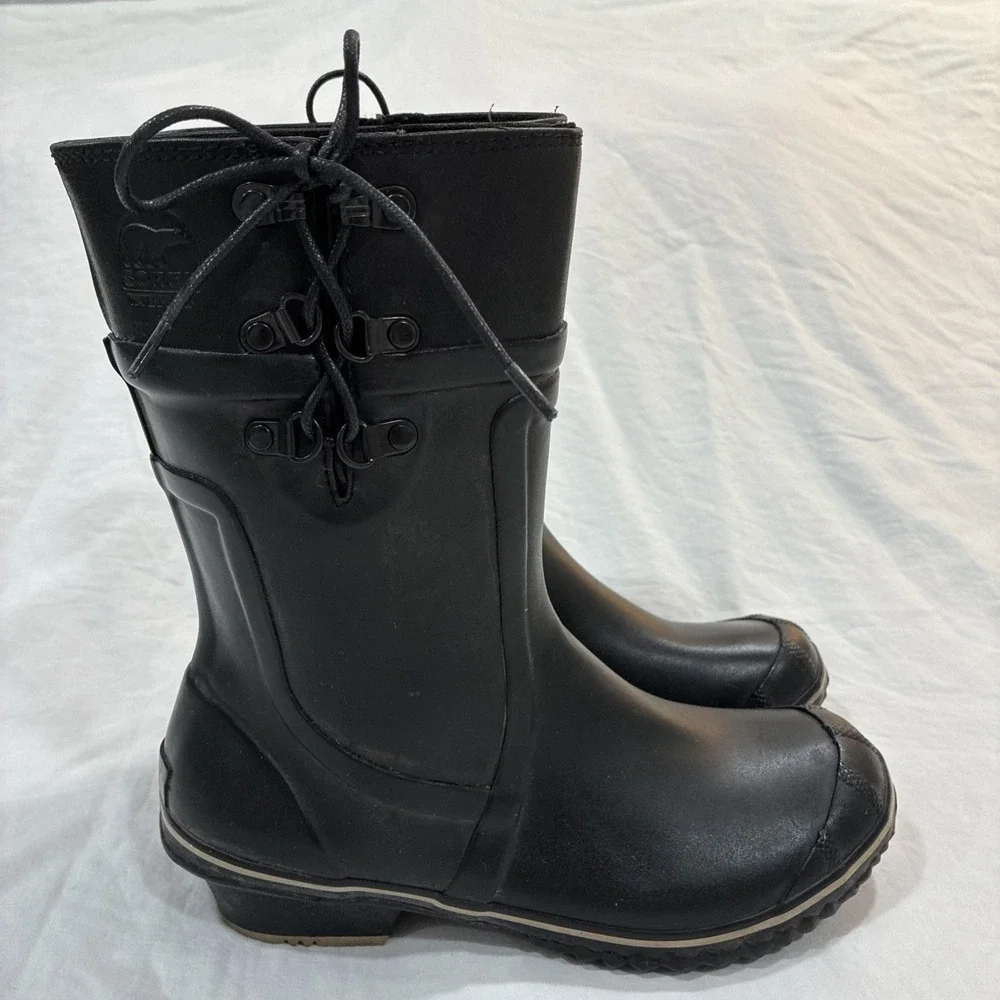 Sorel‎ Rain Boots Womens Size 6.5 1973 Waterproof Black Rubber